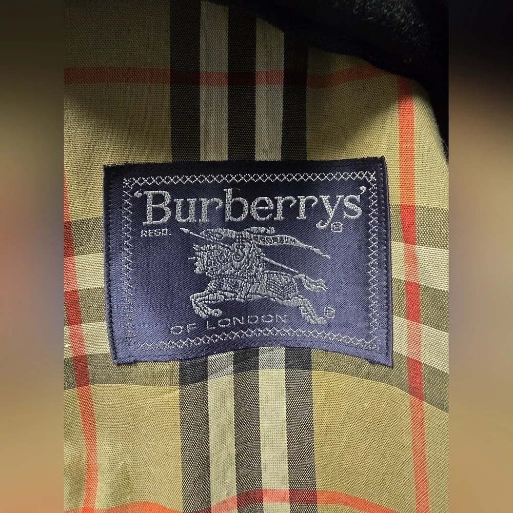 Burberry Trench Coat Women's Long Black Wool Satin lined Sz.4 XLong VINTAGE - Picture 11 of 15